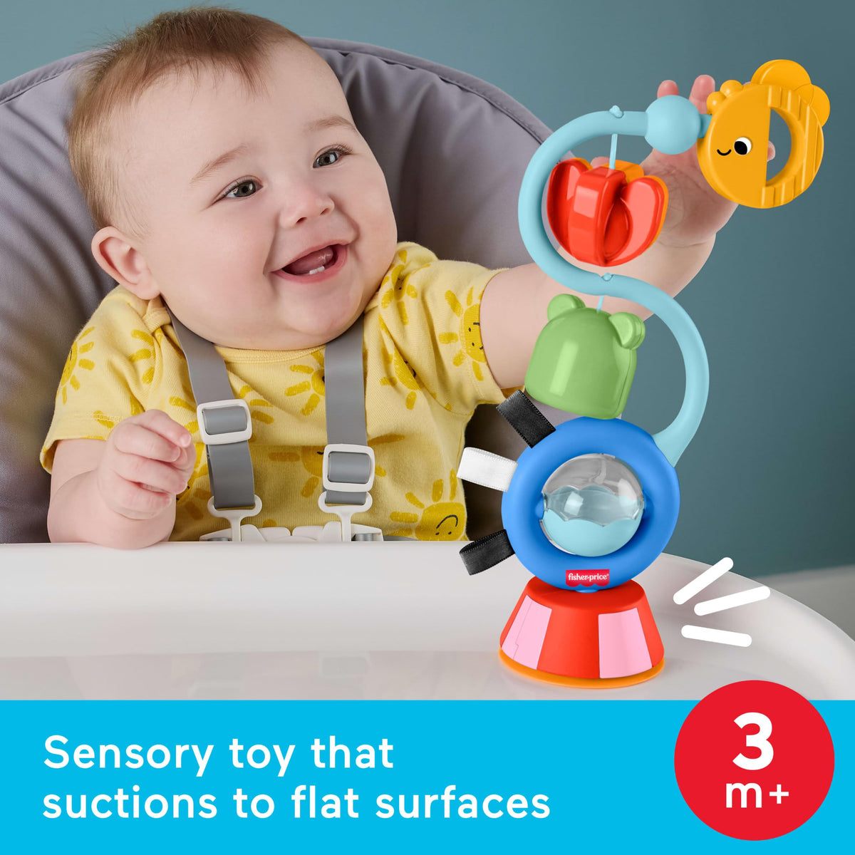 Fisher-Price Baby Toy Sensory Sounds High Chair Busy Activity with Suction Cup for Developmental Play Infants Ages+ Months