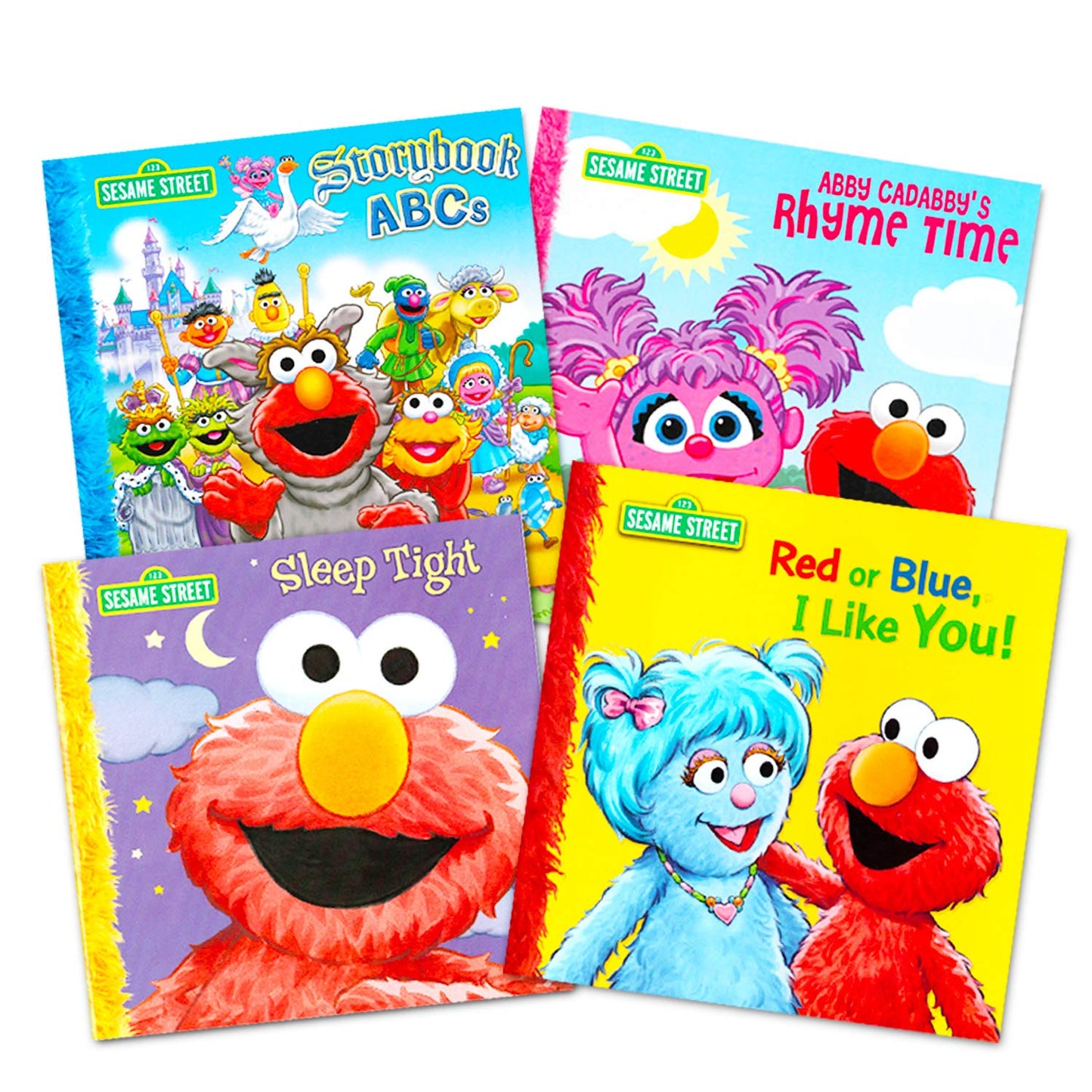 Sesame Street Board Books Set Toddlers Babies Bundle - Pack of 12 Chunky My First Library Board Book Block with Stickers | Elmo Books for Infants