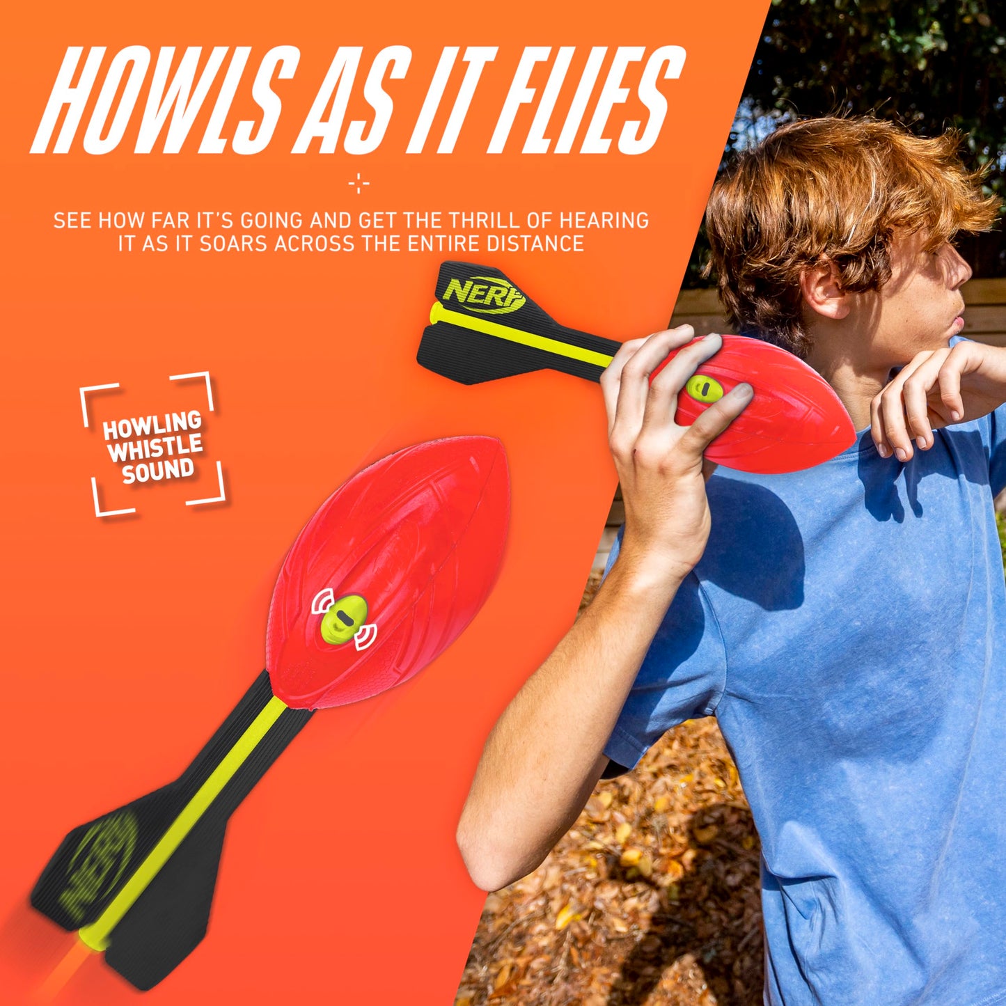 Nerf Vortex Aero Howler Foam Ball, Classic Long-Distance Football, Flight-Optimizing Tail, Whistling Sound, Indoor & Outdoor Fun, Christmas Stocking