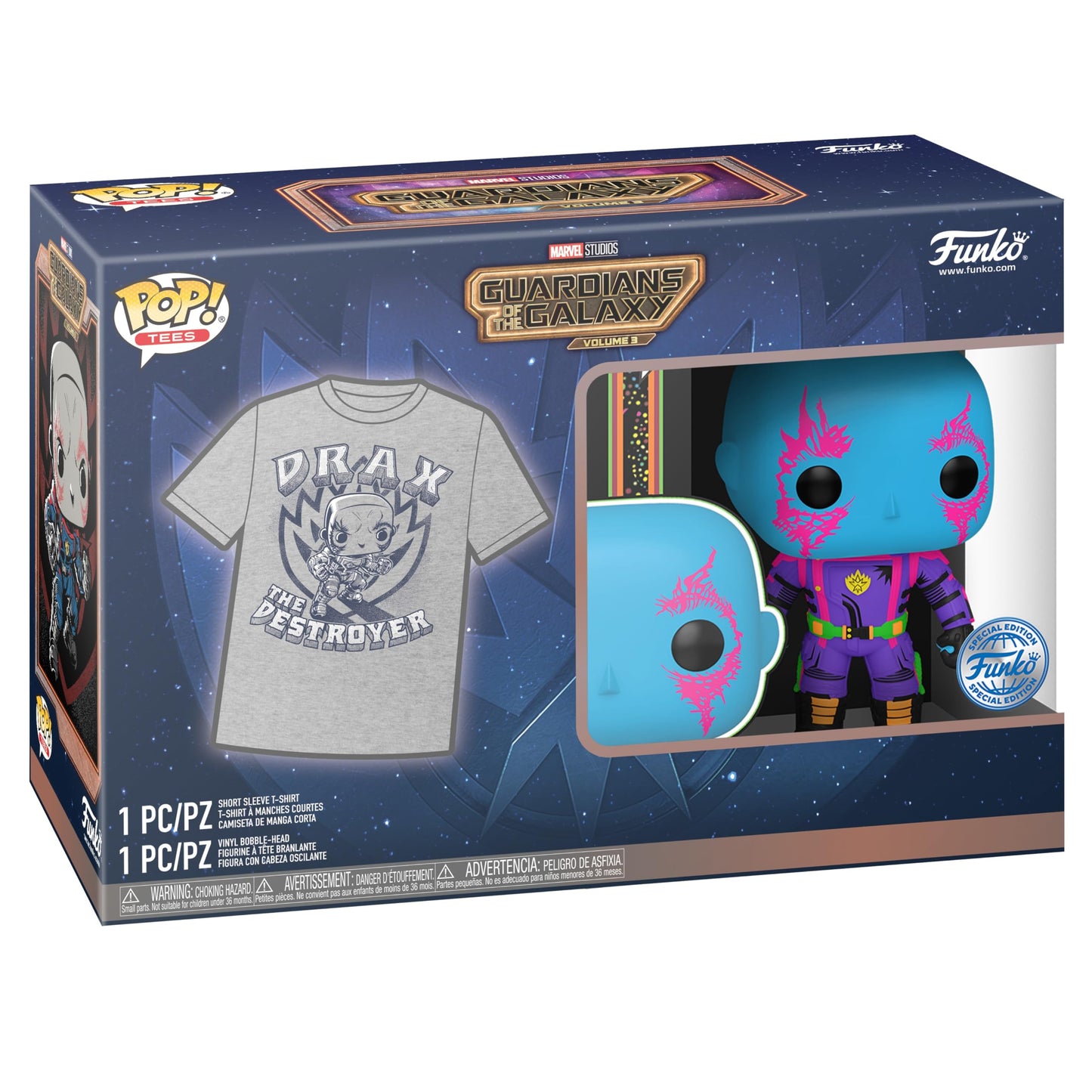 Funko Pop!&Tee: Guardians of The Galaxy - Drax - Medium - Hot Christmas - T-Shirt - Clothes with Collectable Vinyl Figure - Gift Idea - Toys and Short