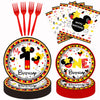 XXDecor 80 Pcs Red Cartoon 1st Birthday Party Plates - Boys One Birthday Dessert Plates Napkins Forks Tableware Kit for Boys 1st Bday Party
