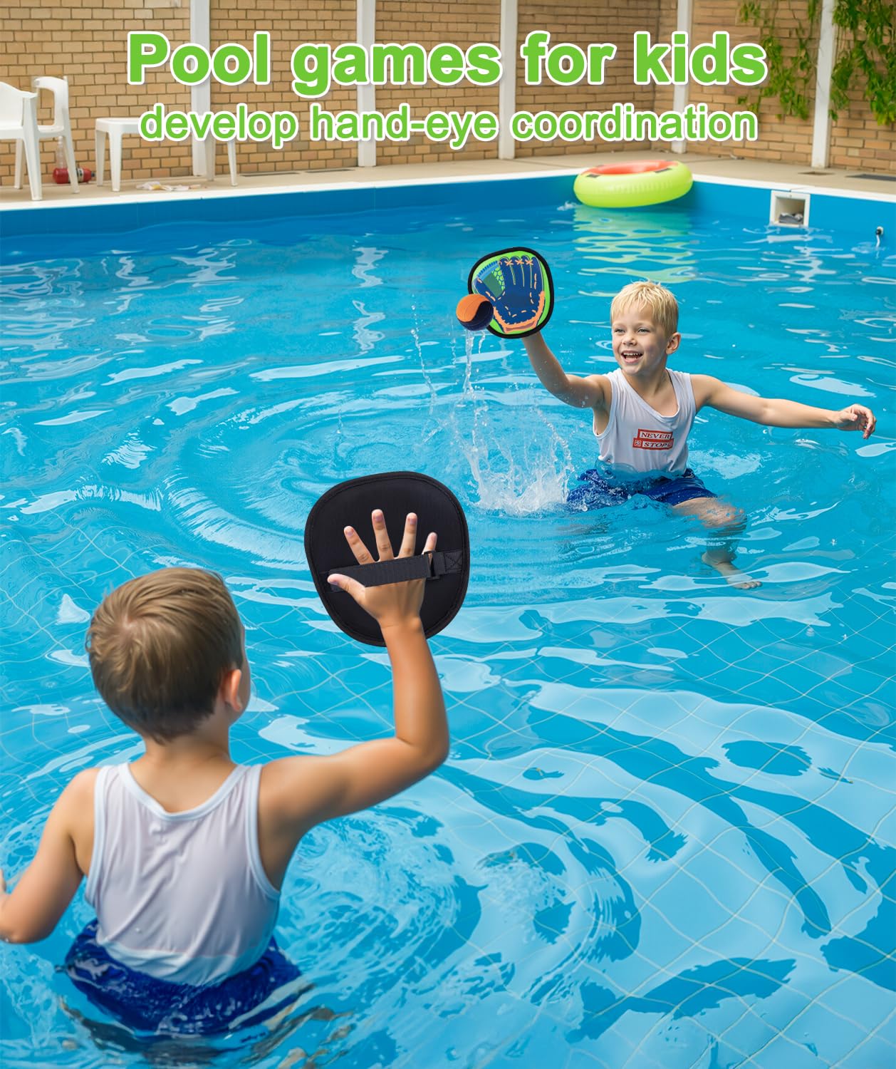 Qrooper Toss and Catch Game with Soft Balls & Sticky Baseball Gloves, Green