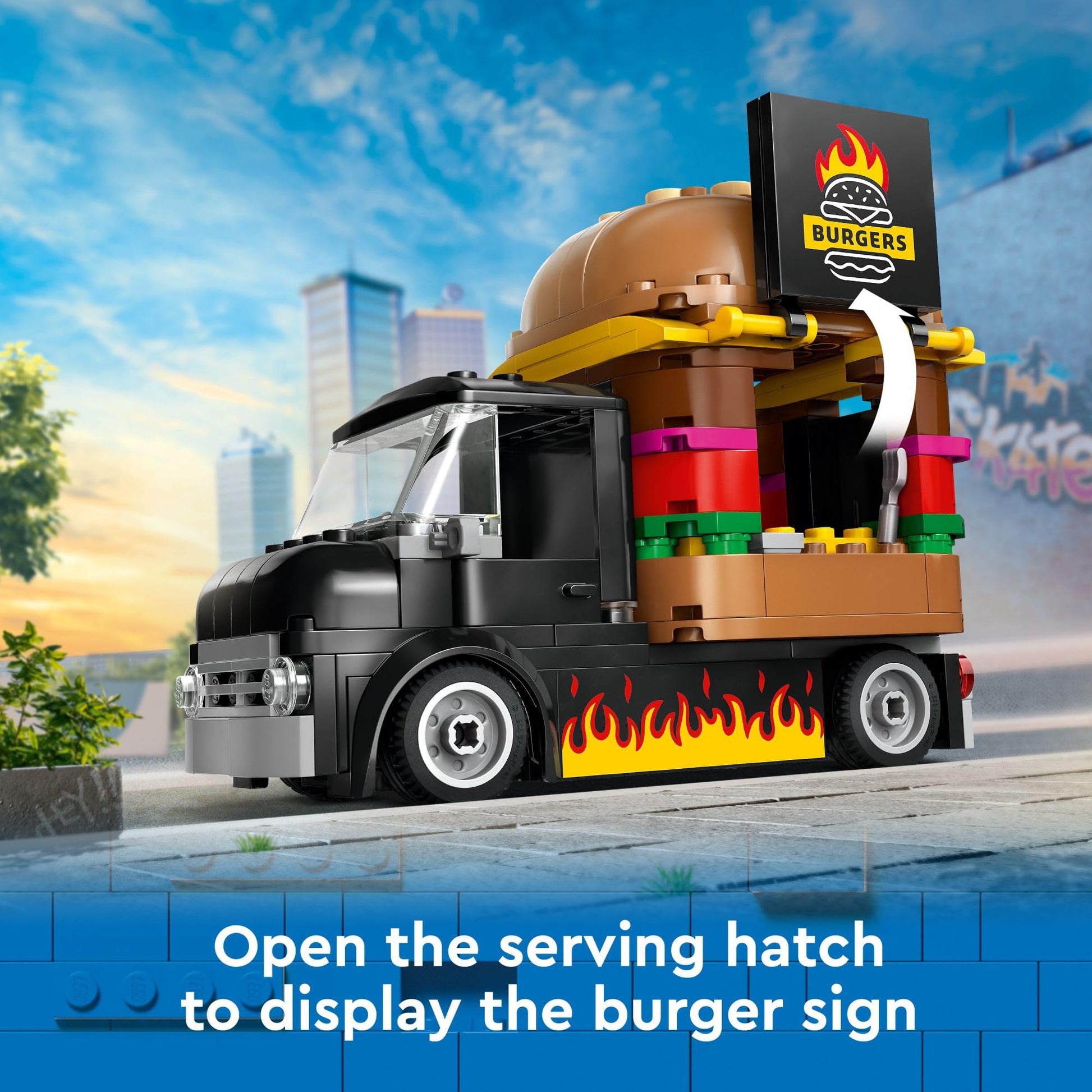 LEGO City Burger Truck Toy Building Set, Fun Gift for Kids Ages 5 Plus, Burger Van and Kitchen Playset, Vendor Minifigure and Accessories, Imaginative