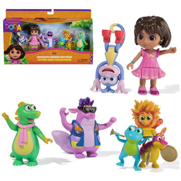 Dora, Fantastic Friends Gift Pack with Dora, Boots, Tico, Isa, and The Fiesta Trio, Toy Figures, Kids Toys for Girls & Boys Ages 3 and Up