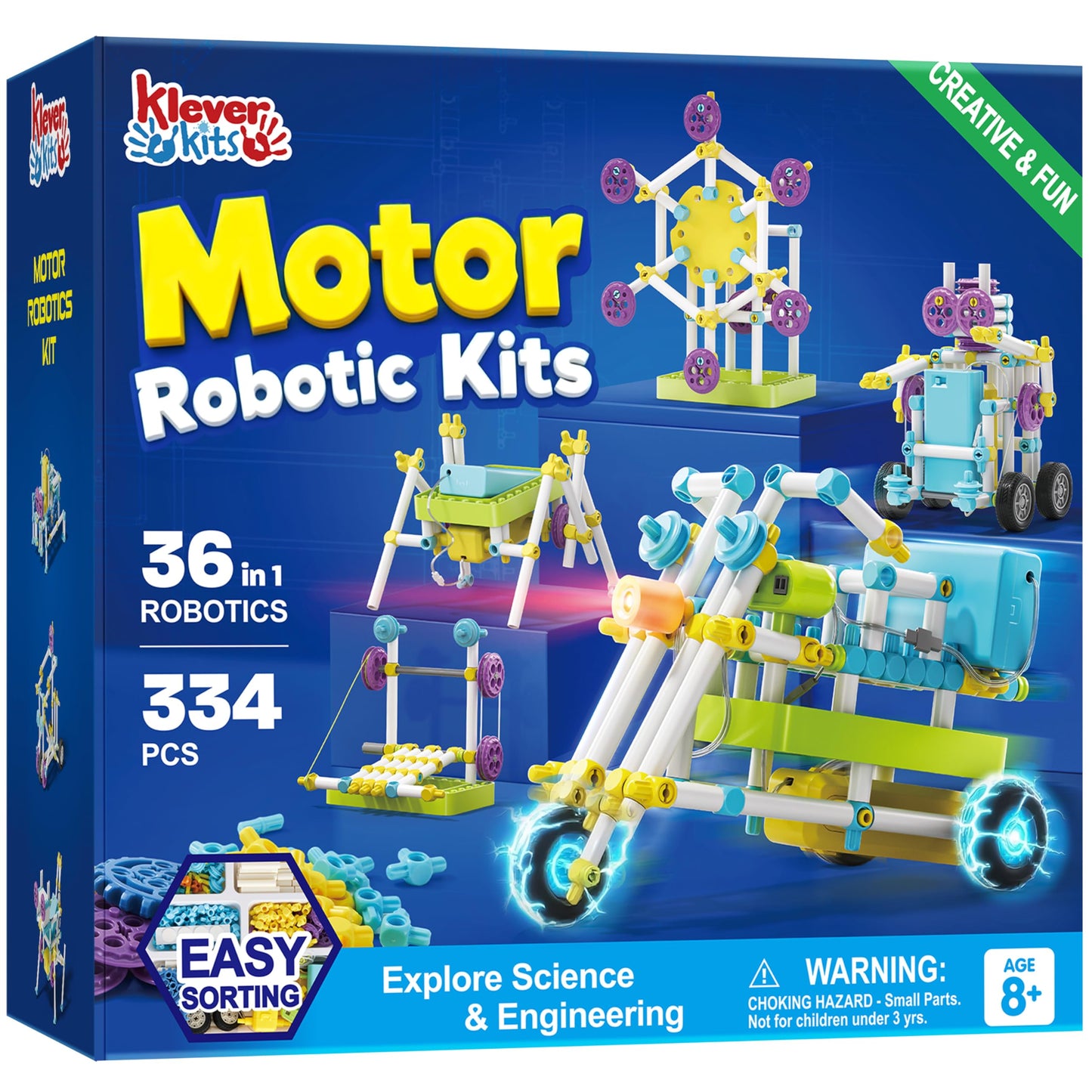 JOVA Klever Kits 36-in-1 Motor Robotic Kits, Make Your Own Kids Craft Kits Educational STEM Toys for Ages 8-13 Boys and Girls, Science Gifts for 8