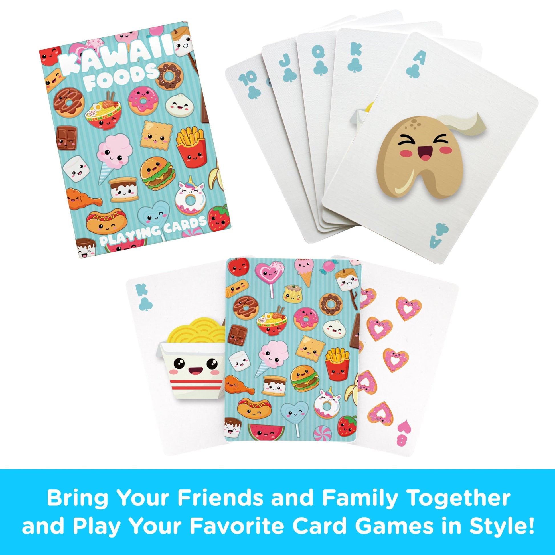 AQUARIUS Kawaii Foods Playing Cards - Kawaii Foods Themed Deck of Cards for Your Favorite Card Games - Officially Licensed Kawaii Foods Merchandise