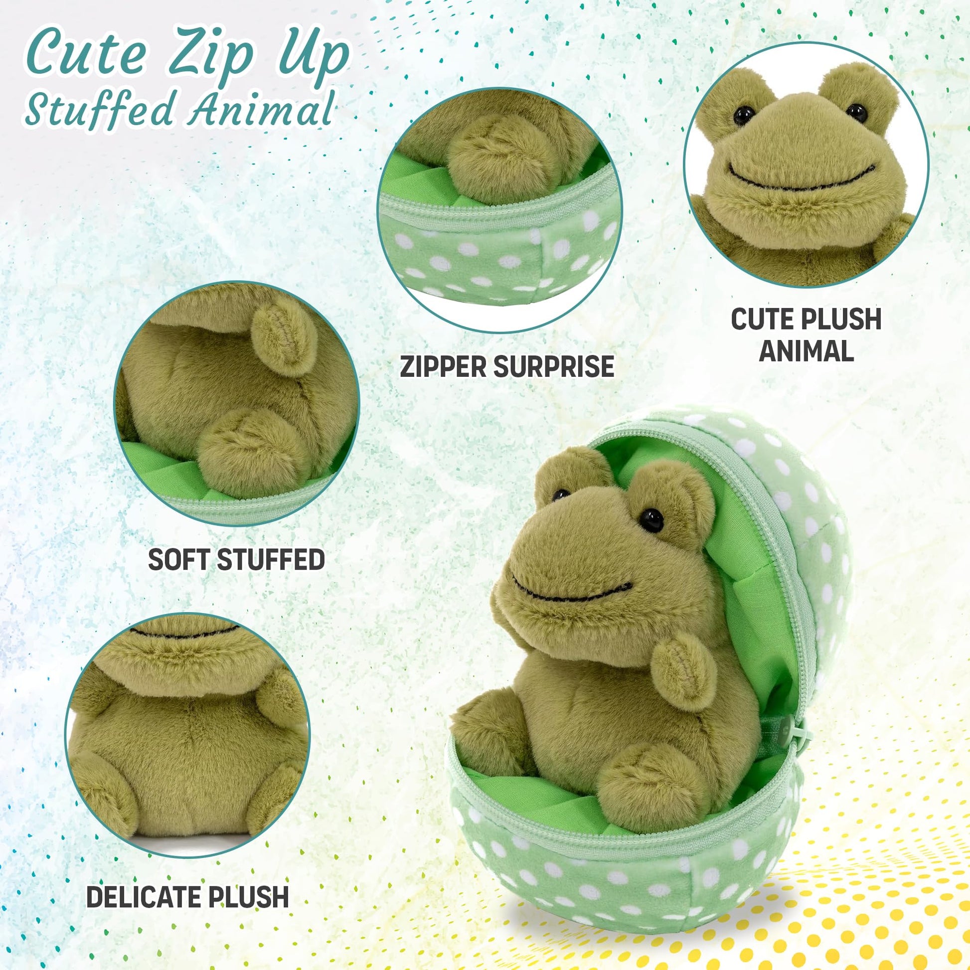 Made By Aliens Easter Stuffed Animal - 6 inch - Surprise Zip up Egg Hideaway Springtime Inspired Plush Toy Gift for Kids, Boys and Girls - Easter