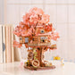 ROBOTIME DIY Miniature House Kits for Adults, 3D Wooden Puzzles for Teenager, Japanese Cherry Blossom Tree Sakura Bonsai Plants for Birthday Gifts