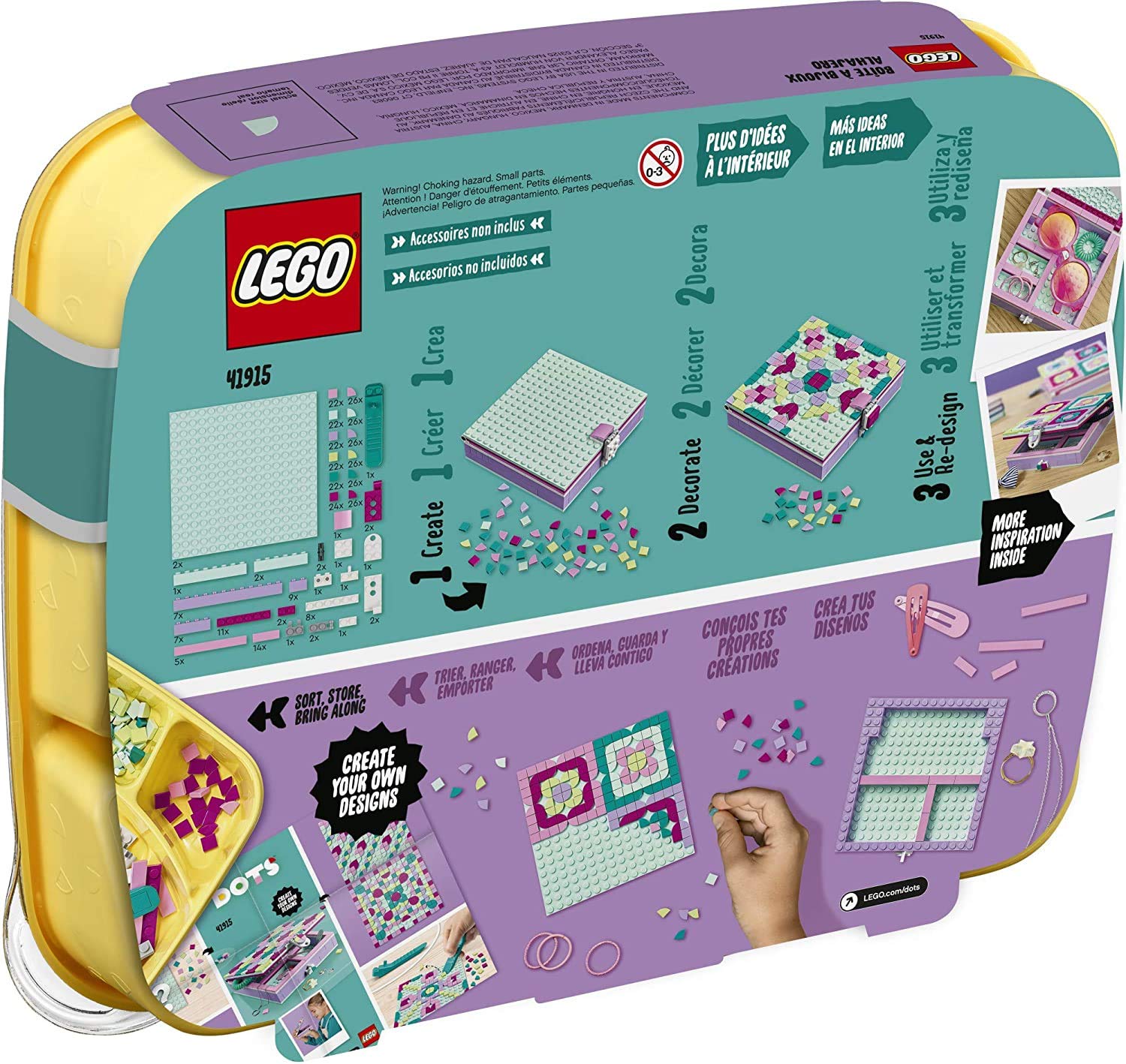 LEGO DOTS Jewelry Box 41915 Craft Decorations Art Kit, for Kids Who are Into Cool Arts and Crafts, A Great Entrance into Unique Arts and Crafts Toys