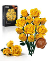 iATOM Yellow Rose Bouquet Building Set, 12Pcs Flowers Botanical Collection Kit for Adults, for Her/Girlfriend/Mom/Wife/Couple, Modern Home Office