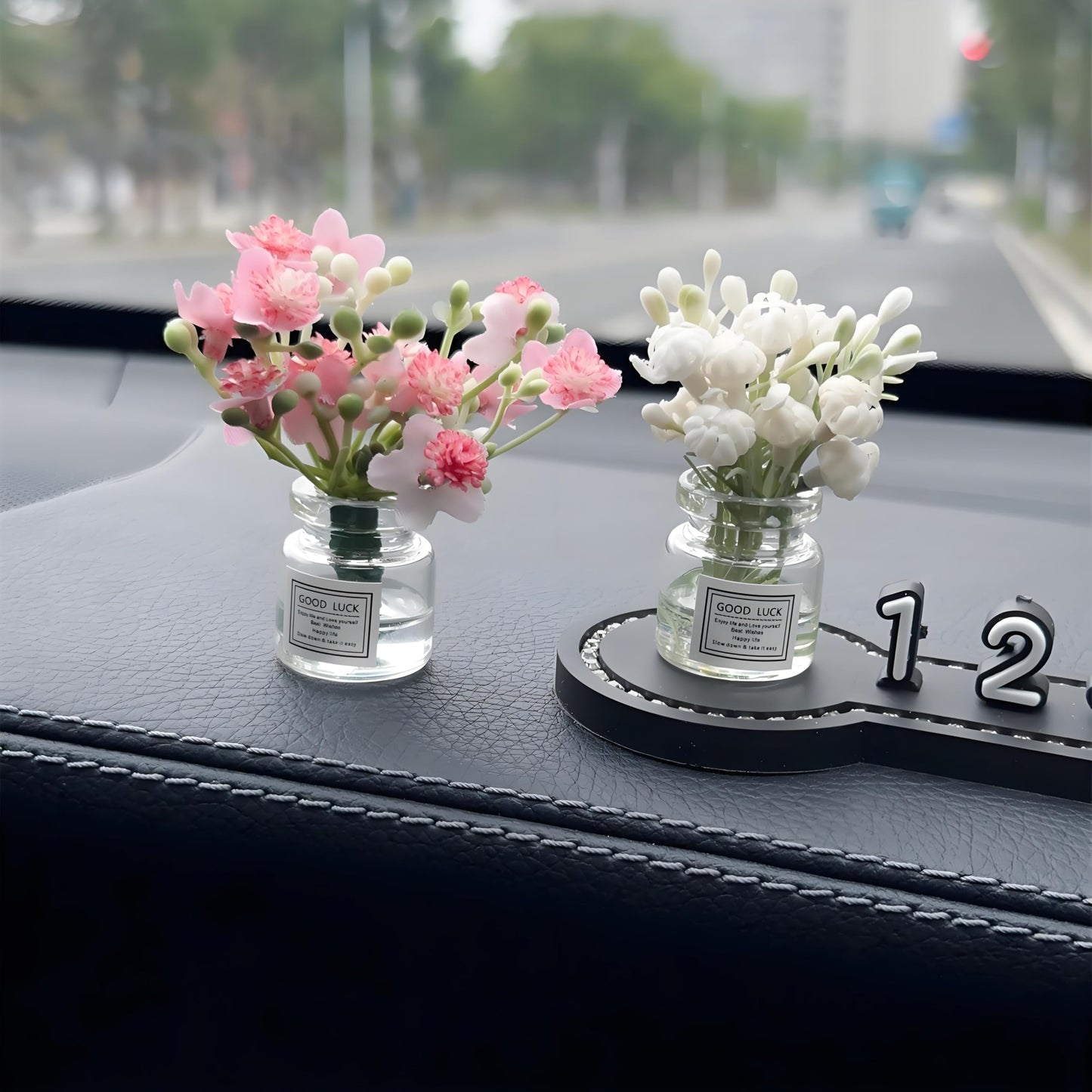 2PCS Mini Smell The Fragrant Rabbit & Pink Peach Blossom Flower Vase Ornaments - Handmade Resin Miniature Vases for Dollhouse, Fairy Garden, Micro