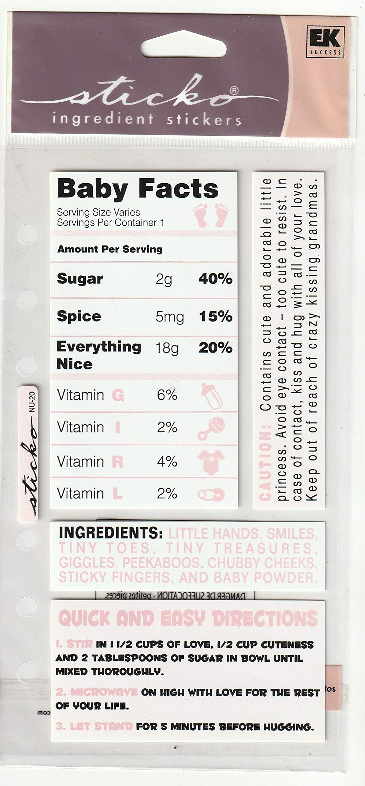 Sticko Ingredient Stickers Baby Girl Theme
