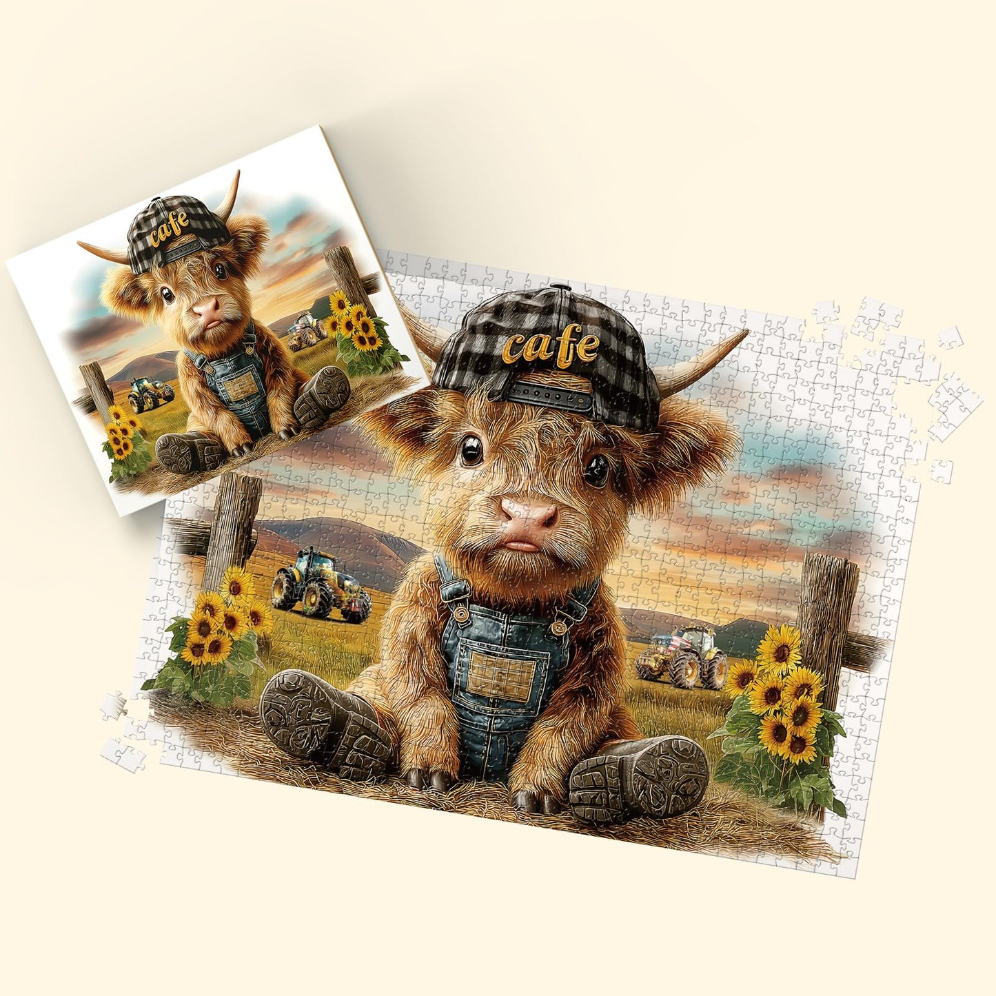 Puzzles for Adults 1000 Pieces, Highland Cow Jigsaw Puzzles - Cool Calf, Impossible Cow Puzzle for Seniors Family, 27.56 x 19.69 inches, 1:1 Poster
