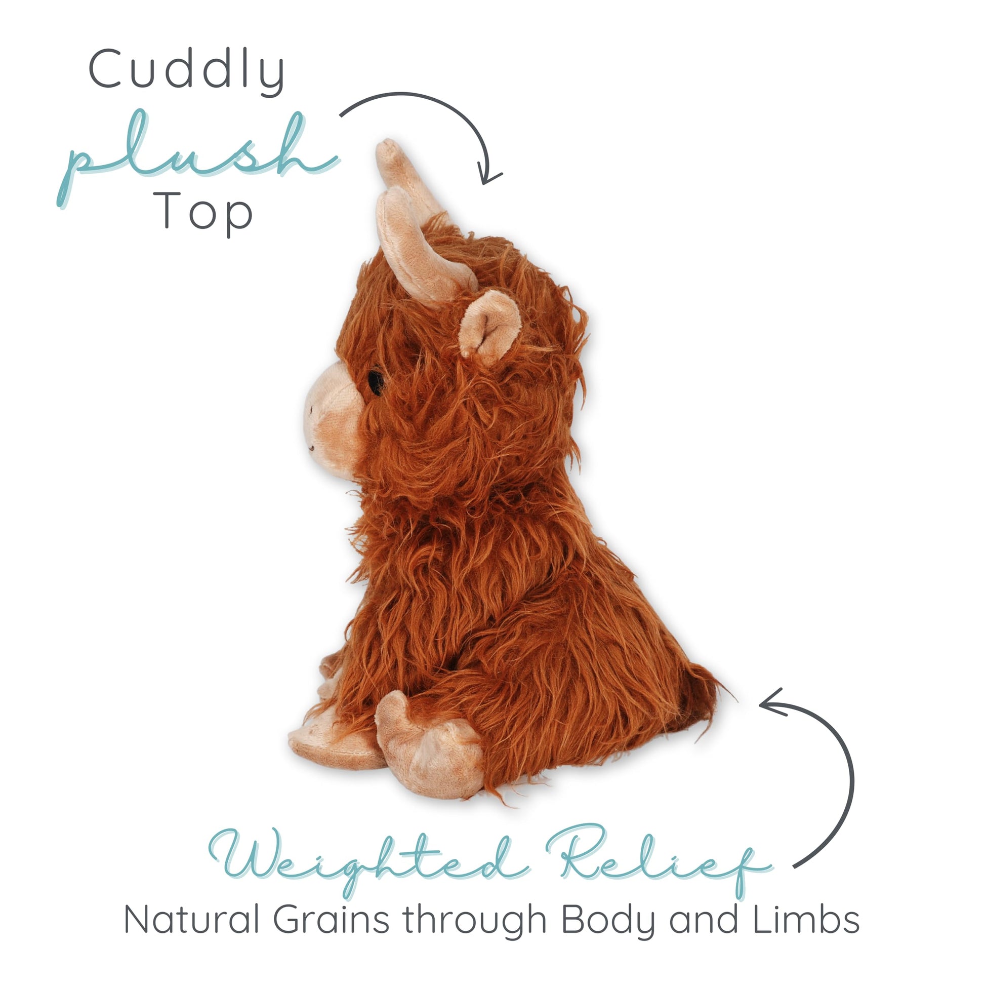 Highland Cow - Microwavable & Weighted Plush Stuffed Animal - Heated Plushie for Warmth - Cute, Soft, Cozy Toy for Adults & Children (Boys, Girls
