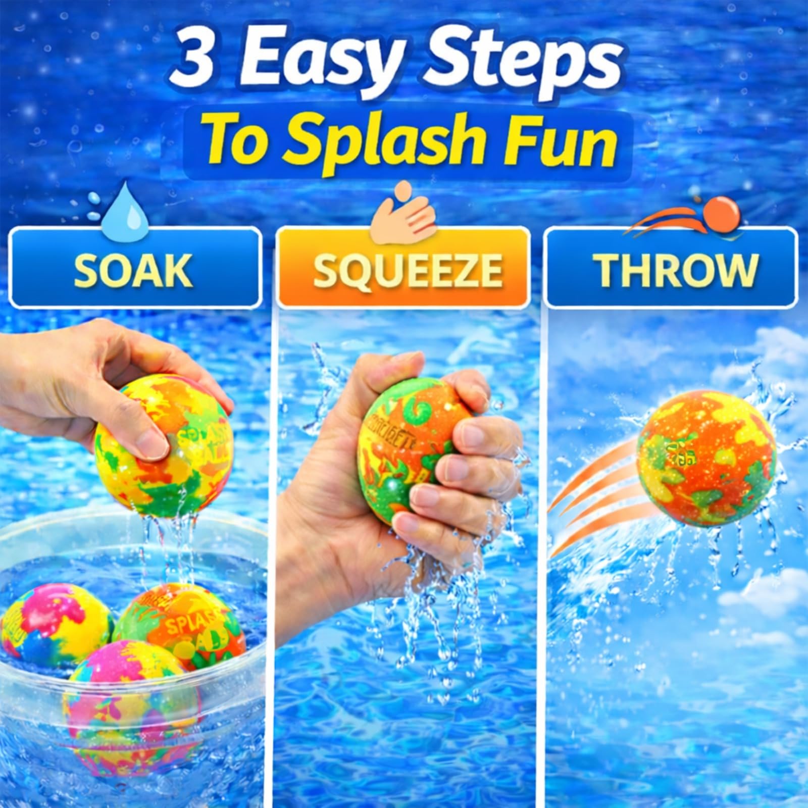 24 PCS Splash Water Balls with Mesh Bag, Kids Bulk Party Favor Games