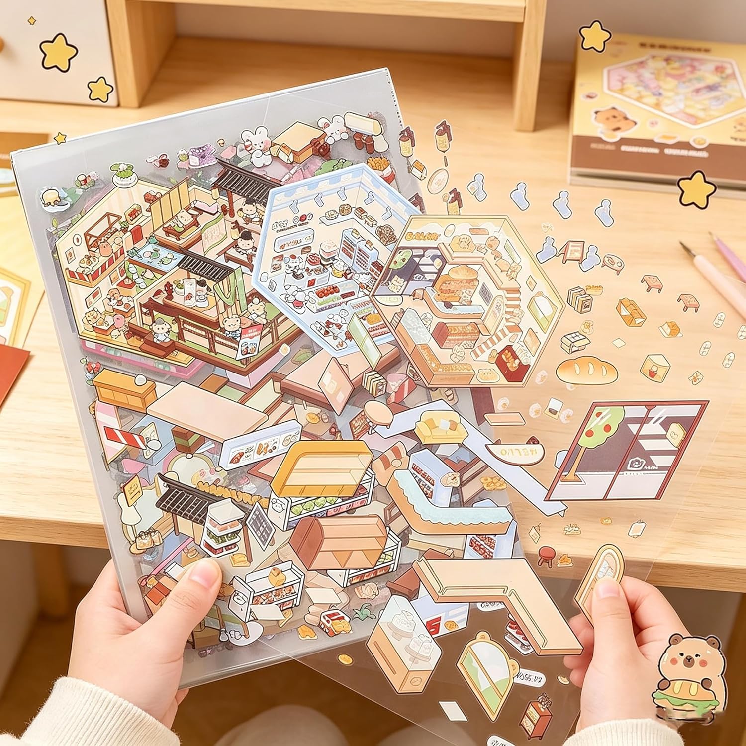 40 Sets DIY 3D Sticker Scene Collection Book for Kids Adults Cute Make Your Own Shop House Stickers for Gifts Stickers Therapy for Adult Relief Stress