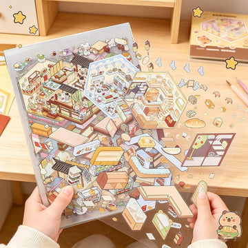 40 Sets DIY 3D Sticker Scene Collection Book for Kids Adults Cute Make Your Own Shop House Stickers for Gifts Stickers Therapy for Adult Relief Stress