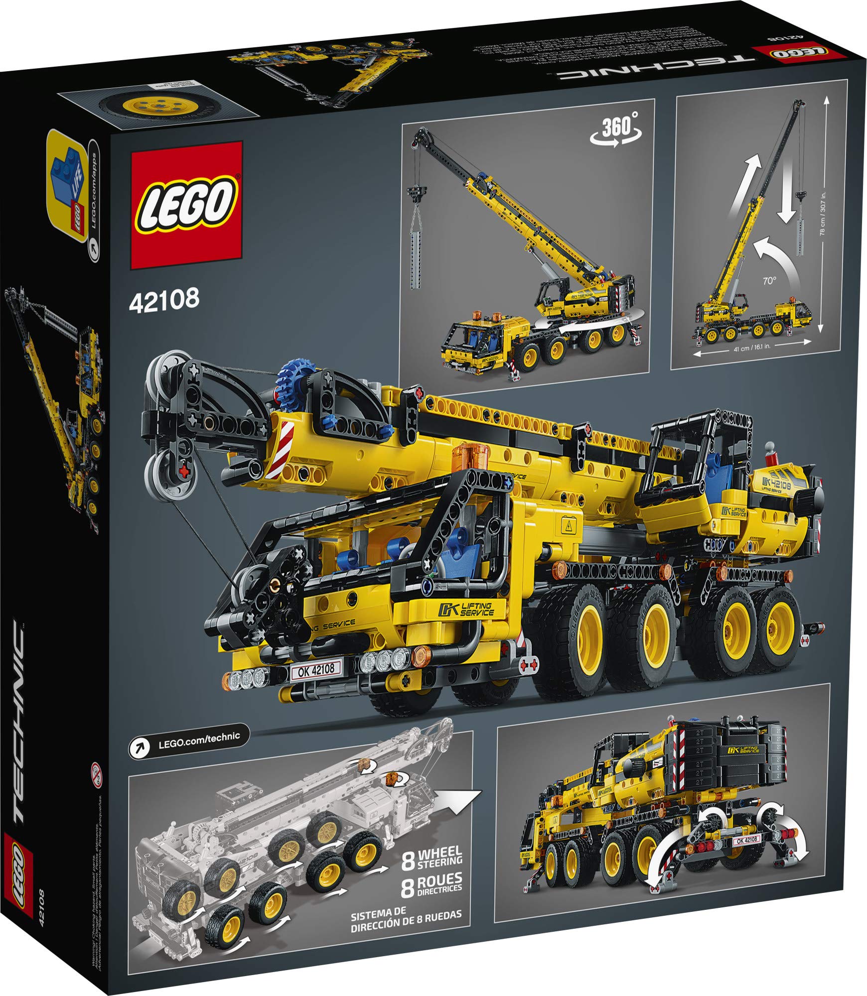 LEGO Technic Mobile Crane 42108 Building Kit, A Super Model Crane to Build for Any Fan of Construction Toys, New 2020 (1,292 Pieces)