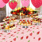 Ayearparty 4 Pack Strawberry Tablecloth Sweet One Birthday Table Cover Berry First Birthday Decorations Plastic Strawberry Theme Party Decor Party