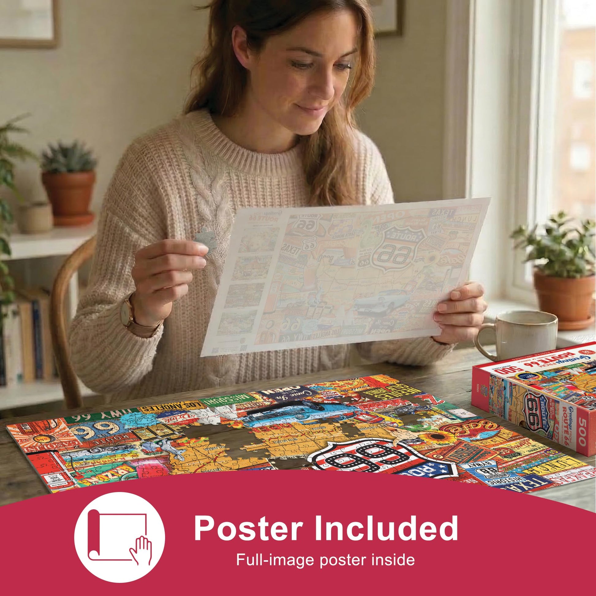 Masterpieces 500 Piece Jigsaw Puzzle for Adults, Family, Or Kids - Greetings from Route 66-15"x21"