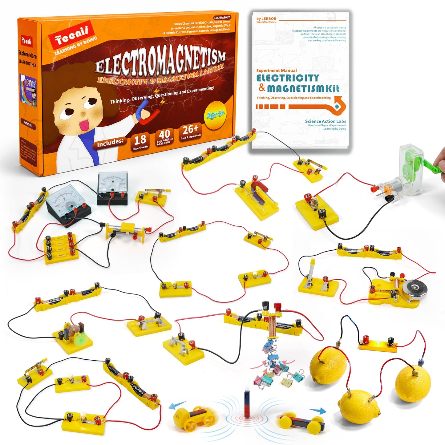 Teenii Electricity and Magnetism Kit for Kids, STEM Science Experiments with Electric Circuits, Educational Physics Toy, Science Discovery Game