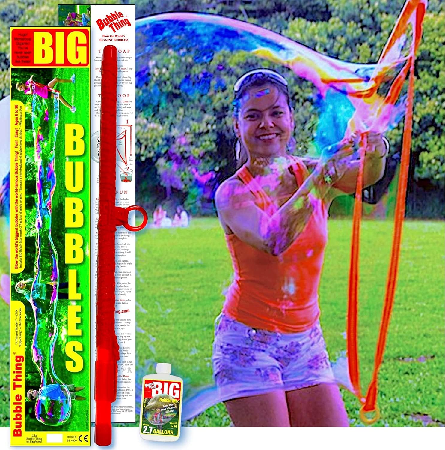 BUBBLETHING Original Big Bubbles Wand & Mix for 2.7 Gallons Bubble Solution