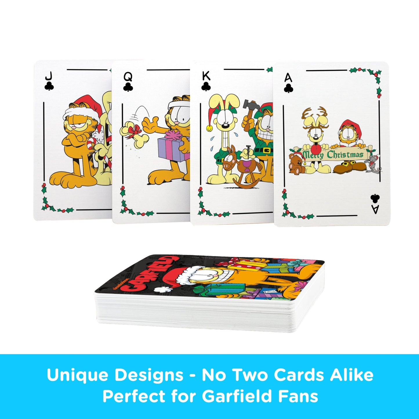 AQUARIUS Garfield Playing Cards - Christmas Themed Deck of Cards for Your Favorite Card Games - Officially Licensed Garfield Merchandise
