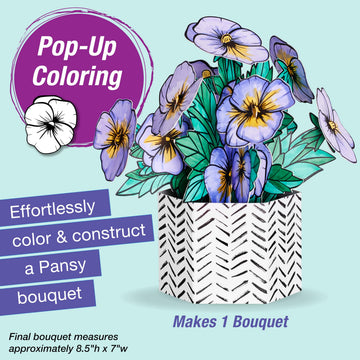 Faber-Castell Pop Up Coloring Bouquet: Pansy - Adult Coloring Crafts, Relaxation Gifts for Women, Crafts for Adults and Teens | Gifts for Mom (Ages