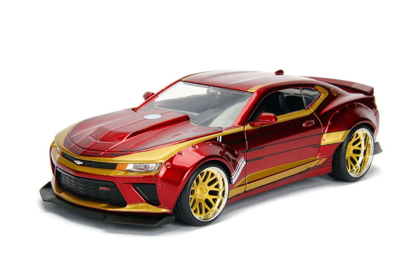 Jada Toys Marvel 1:24 2016 Chevy Camaro SS Die-cast Car with 2.75" Iron Man Figure, Toys for Kids and Adults, Red (99724)