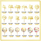 32 PCS Gold Happy Birthday Cake Toppers Flower Acrylic Birthday Cake Topper Cake Pick Decorations (Gold)