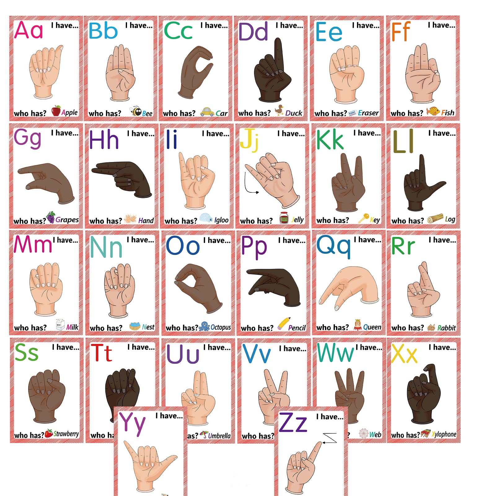 ASL Flash Cards for Kids&Teachers, 36 American Sign Language Learning Kit with Gestures,Alphabet,Numbers,Sight Words,Montessori ASL Bundle