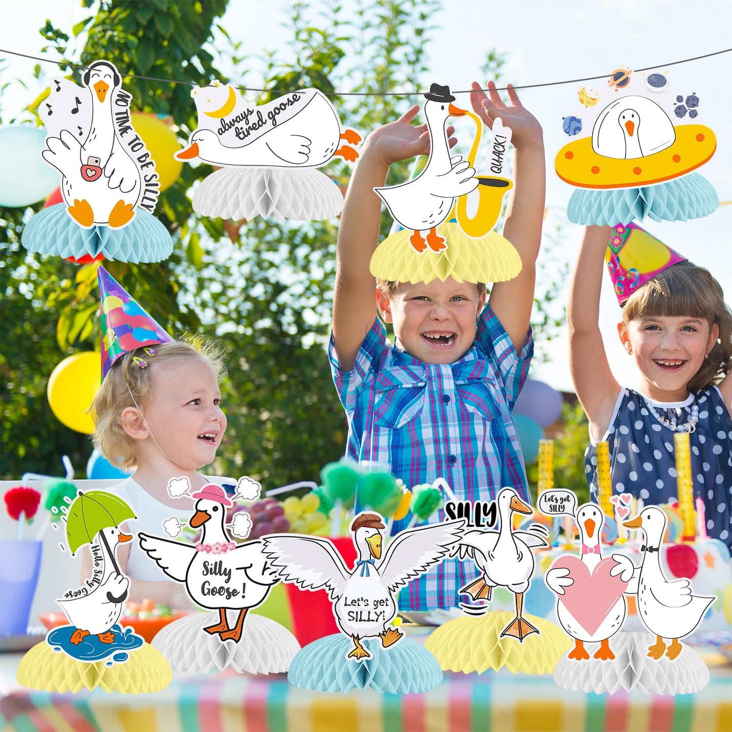 9 Pcs Silly Goose Honeycomb Centerpieces, Silly Goose Party Favors Birthday Party Decorations Silly Goose Centerpieces Decorations Supplies