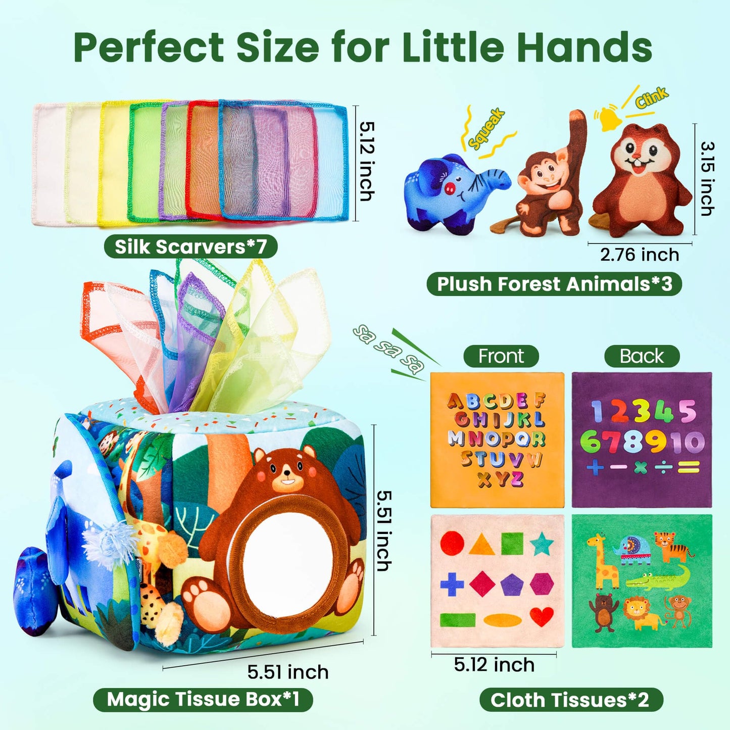 JKHEPL Baby Toys 6-12 Months - Baby Tissue Box Toy for 6 9 12 18 Months Old Montessori Sensory Toys for 1 Year Old Boy Infant Scarf Toy with Crinkle