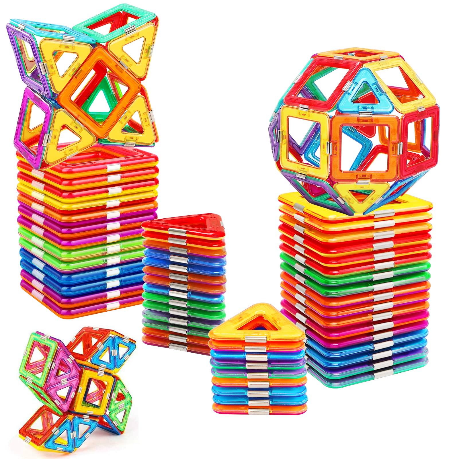 Magnetic Tiles for 3 4 5 6 7 8+ Year Old Boys Girls Upgrade Magnetic Building Blocks Set Educational STEM Toys Christmas Birthday Gift Toys for Kids