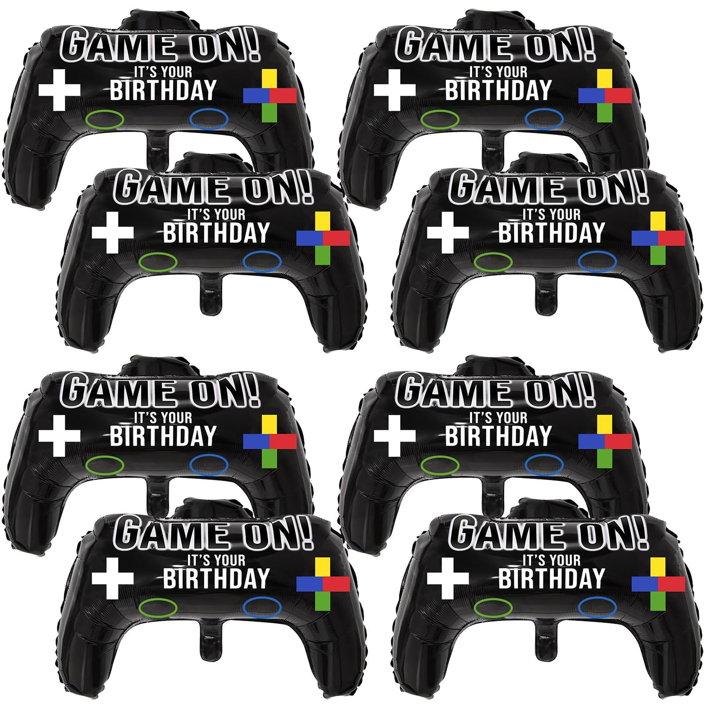Gejoy 8 Pcs Game Controller Foil Balloons, 23.6 x 15.7 Inch Video Game Party Balloons for Gamer Birthday Party, Halloween, Video Games Themed