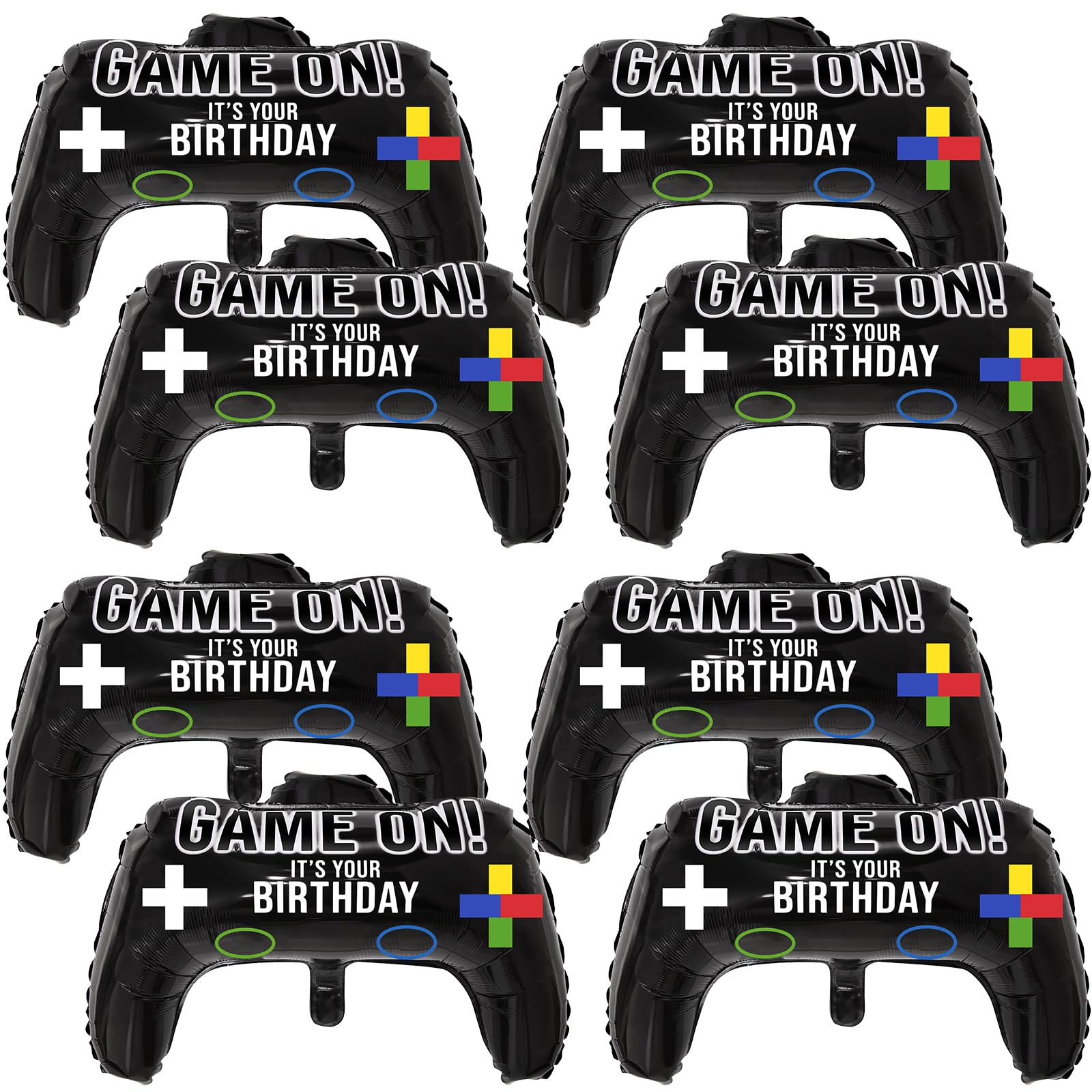 Gejoy 8 Pcs Game Controller Foil Balloons, 23.6 x 15.7 Inch Video Game Party Balloons for Gamer Birthday Party, Halloween, Video Games Themed