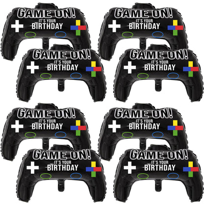 Gejoy 8 Pcs Game Controller Foil Balloons, 23.6 x 15.7 Inch Video Game Party Balloons for Gamer Birthday Party, Halloween, Video Games Themed