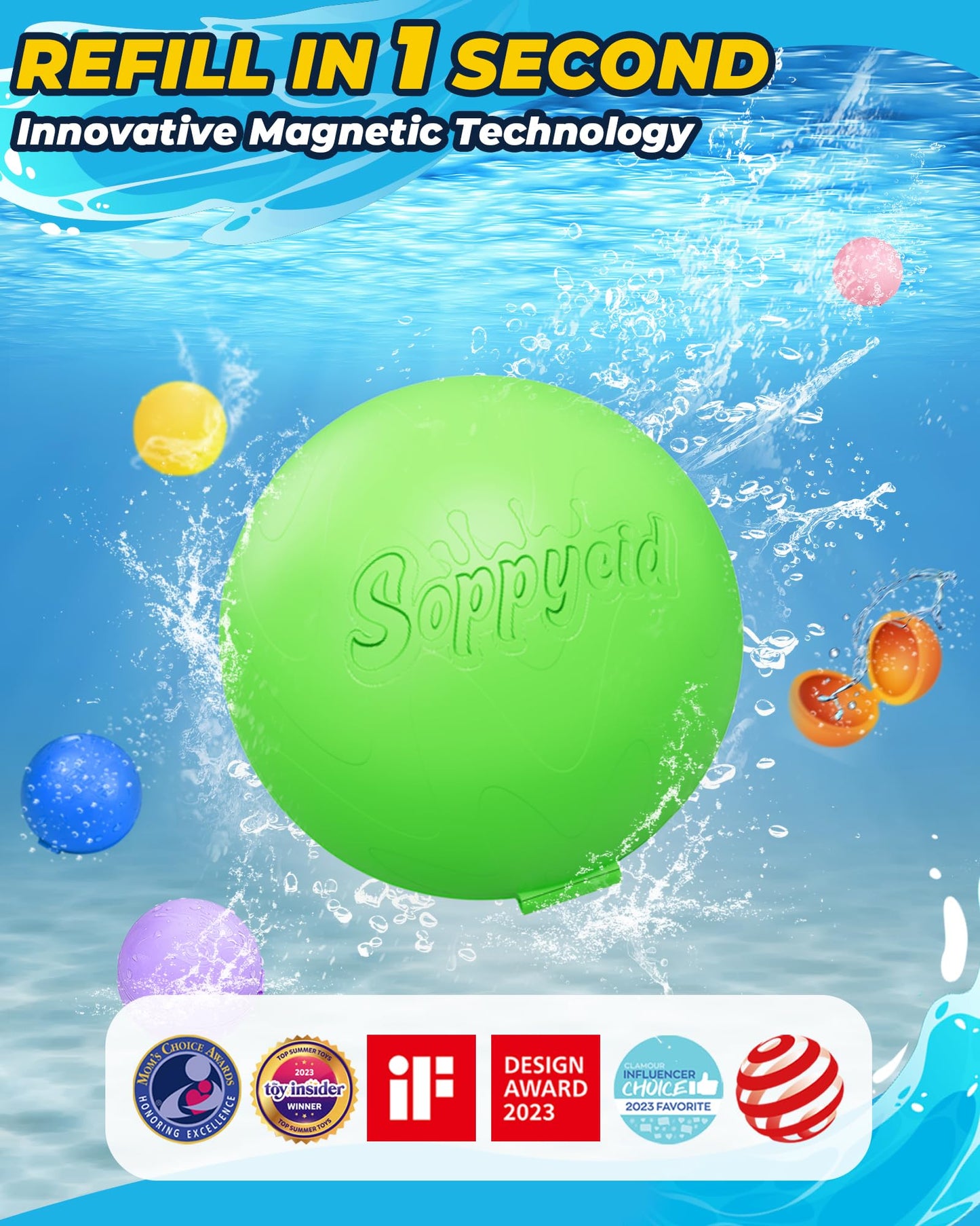 Reusable Water Balloons：16 Pack Refillable Water Bomb Splash Balls Self Sealing Quick Fill - Latex-Free Silicone Water Toys for Kids Adults - Water