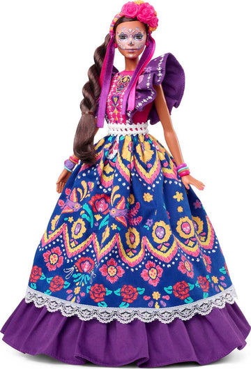 Barbie Signature Doll, 2022 Dia De Muertos Collectible, Traditional Ruffled Dress with Flower Crown & Calavera Face Paint