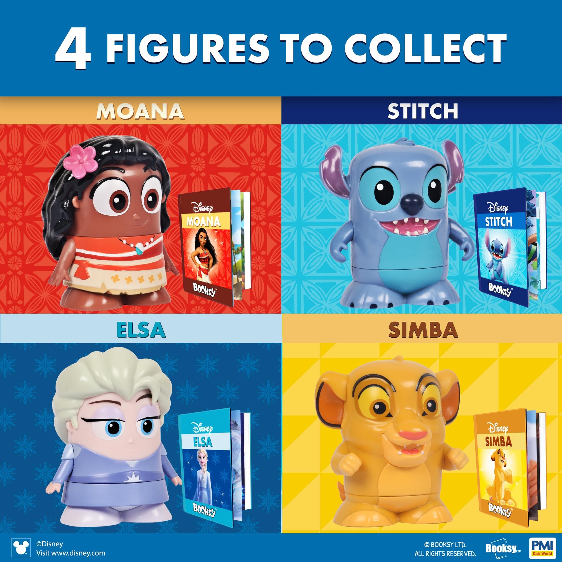 P.M.I. Disney Stitch & Moana Collectible Figures with Hidden Storybooks - 2-Pack Toys for Girls Boys Ages 3-8, Officially Licensed by Disney