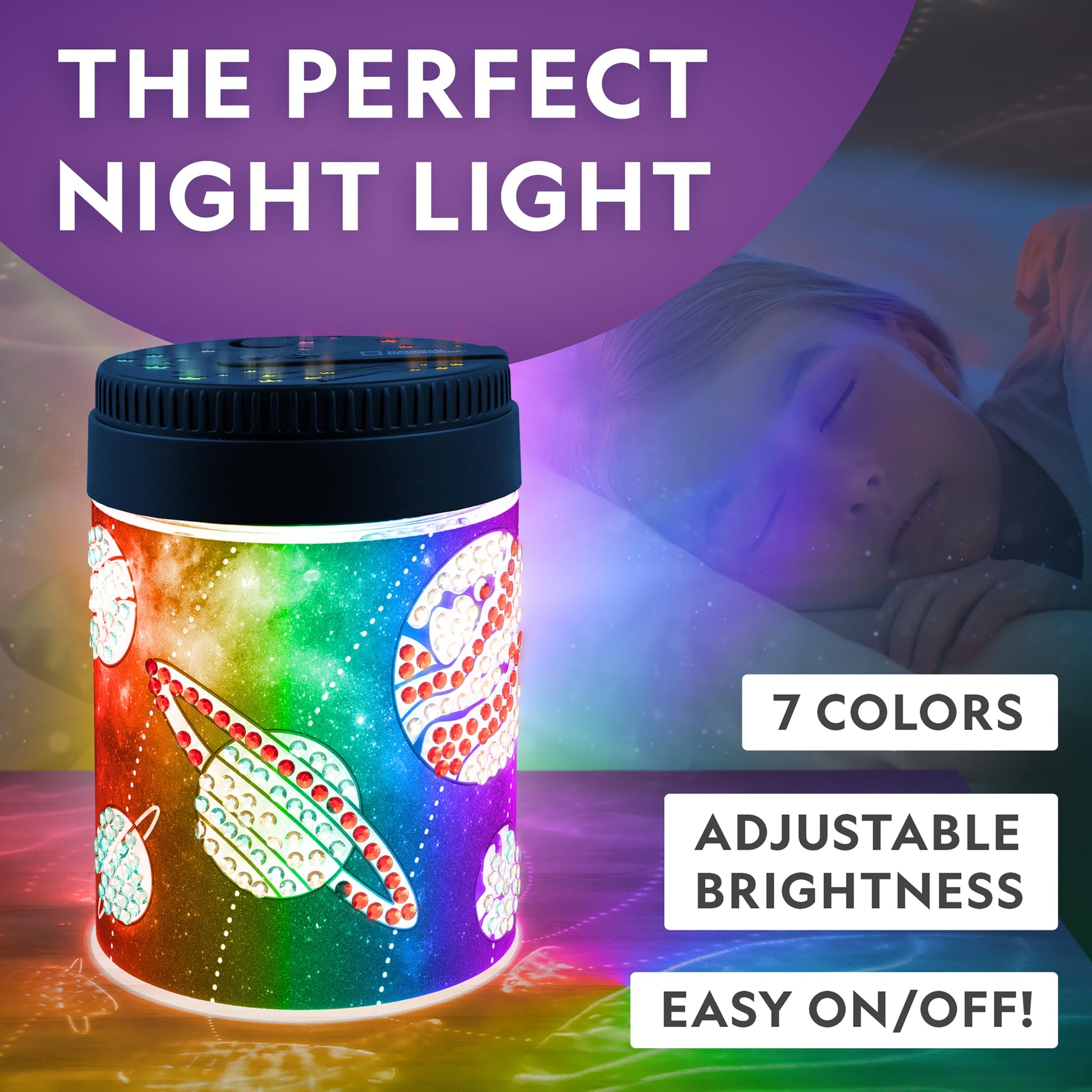 NATIONAL GEOGRAPHIC Diamond Painting Solar System Night Light - Make Your Own Night Light with 1000+ Gems to Decorate, Arts and Crafts Kits for Kids