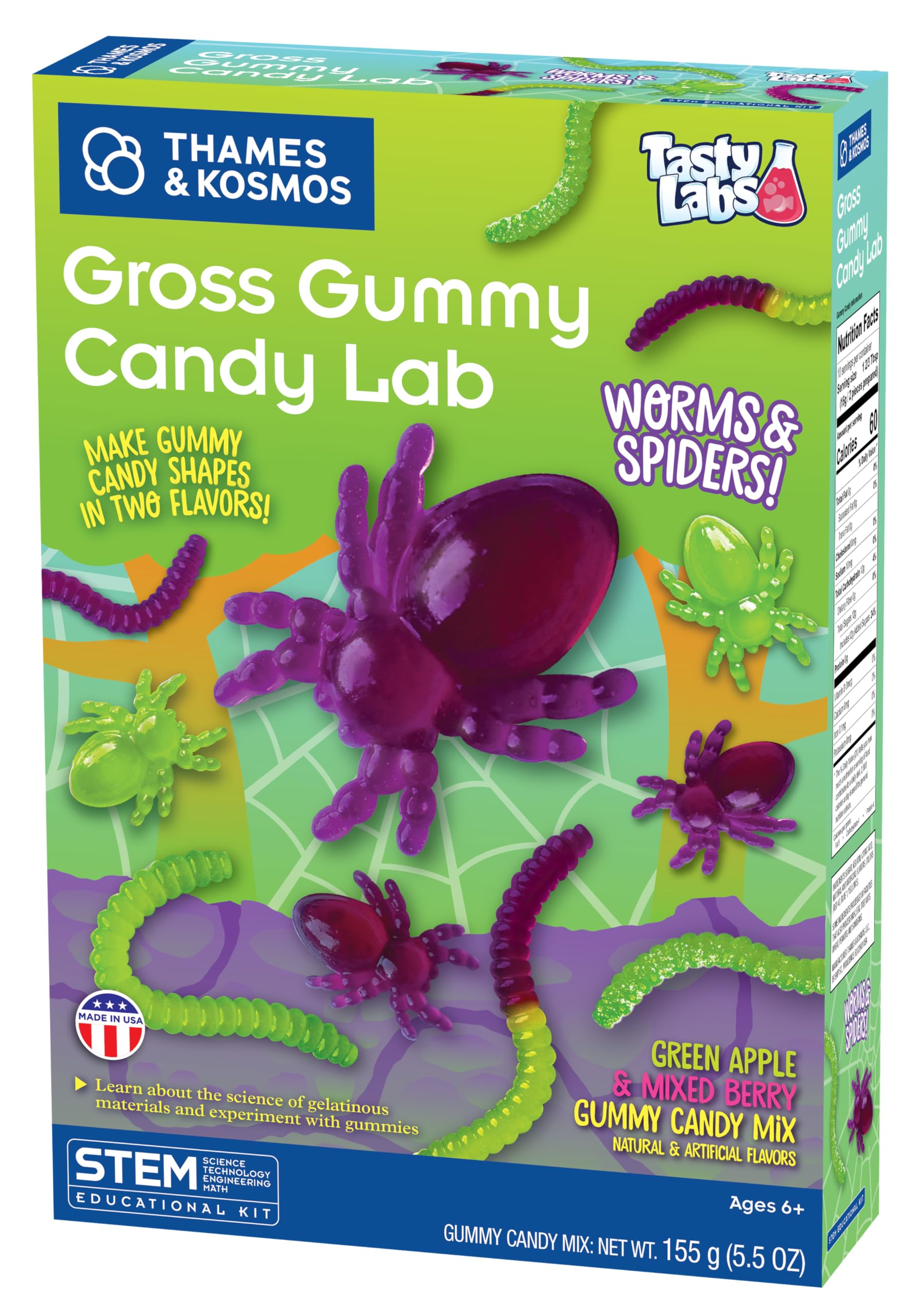 Thames & Kosmos Gross Gummy Candy Lab Worms & Spiders V2.0, Tasty Labs STEM Experiment Kit, Make Yummy Gummy Candies in Creepy Shapes, Explore