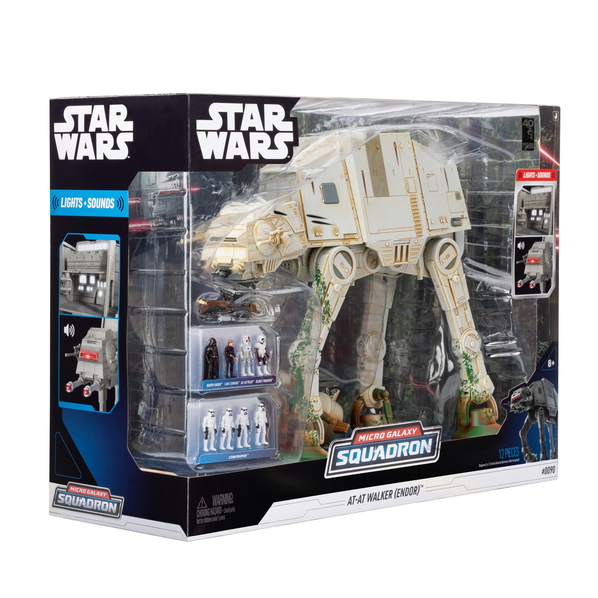 Star Wars Micro Galaxy Squadron at-at Walker (Endor) Amazon Exclusive - 10-Inch Vehicle with Lights, Sounds, Action Zones, and Accessories (Toys