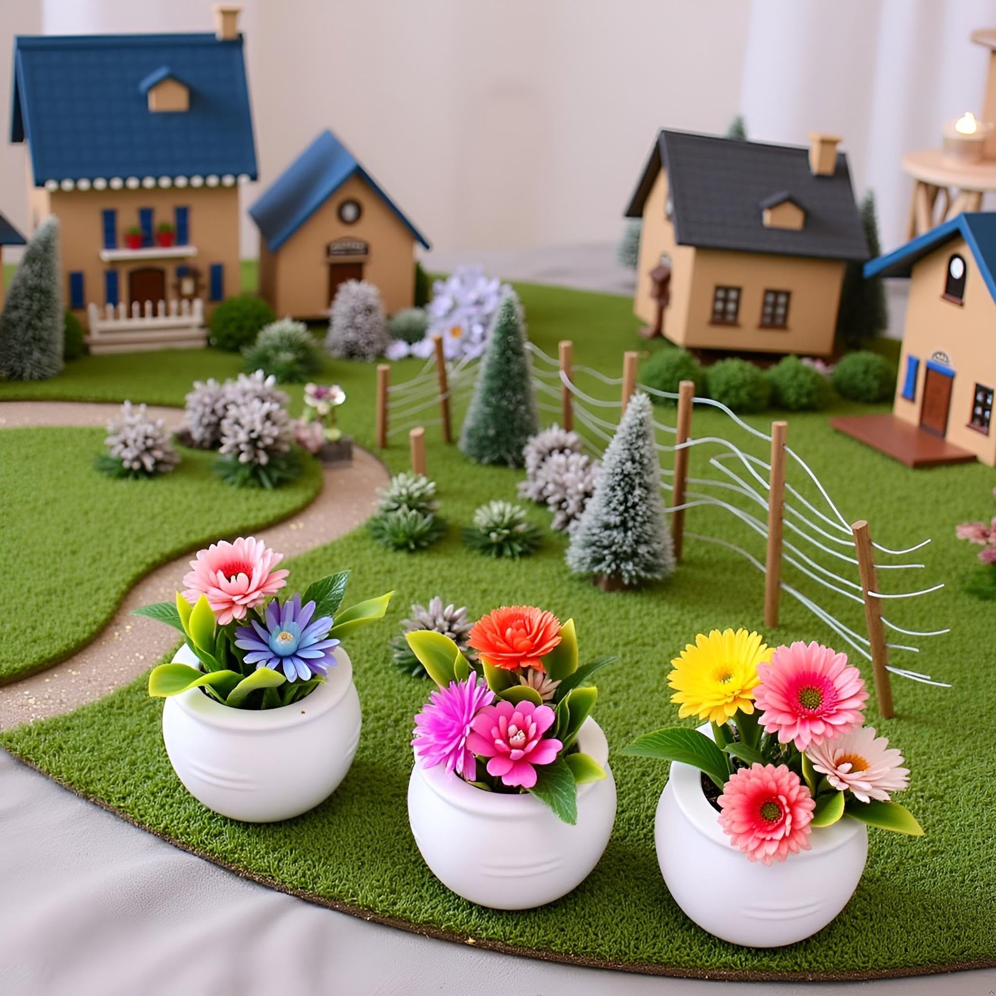 5 Pcs Colorful Miniature Dollhouse Flowers Mini Faux Potted Flowers Tiny Fairy Garden Flowers Doll House Garden Plants Mini Artificial Flower Plants