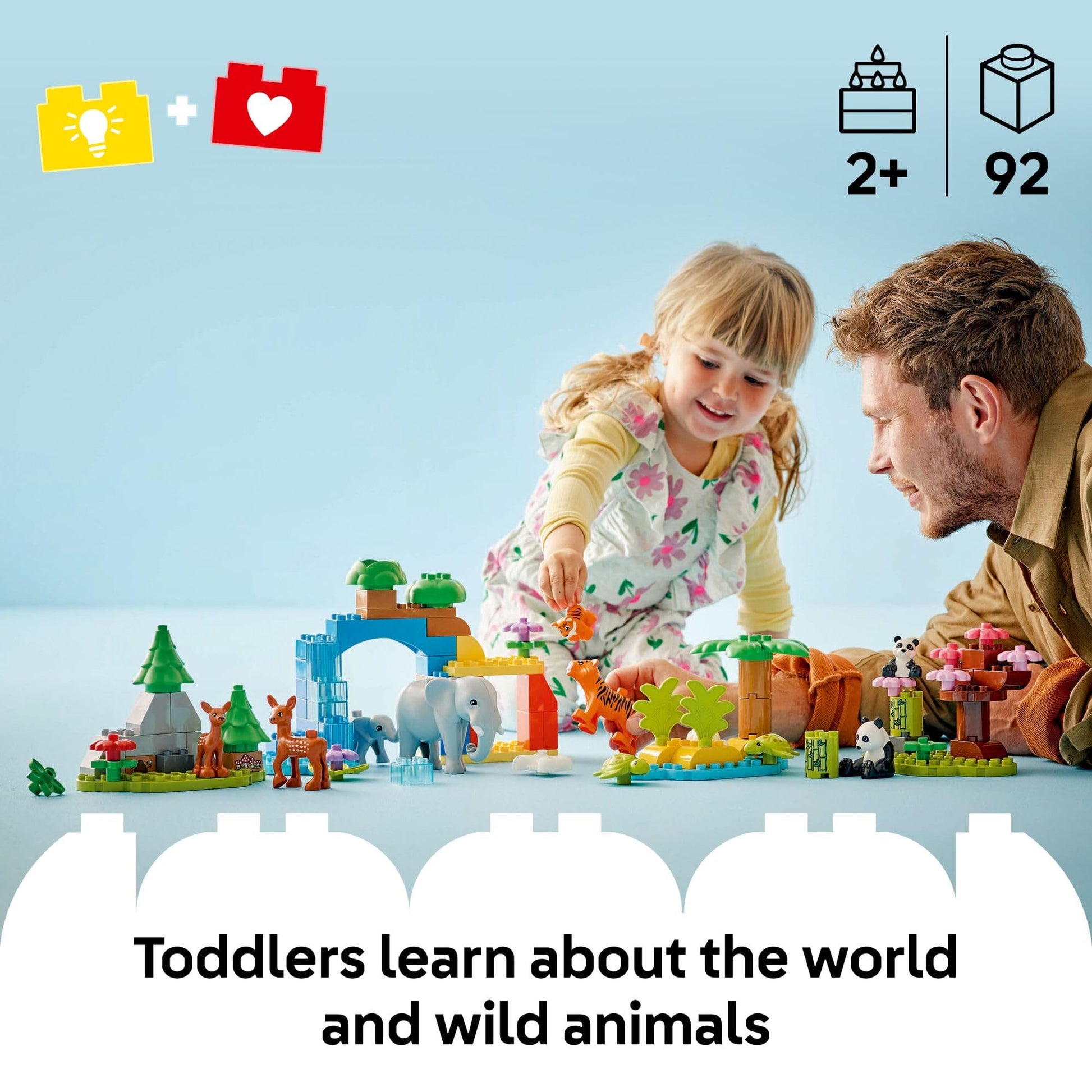 LEGO DUPLO Town 3 in 1 Wild Animal Families Building Toy Playset - Preschool Learning and Educational Toy for Toddlers, Boys and Girls, Ages 2+ -