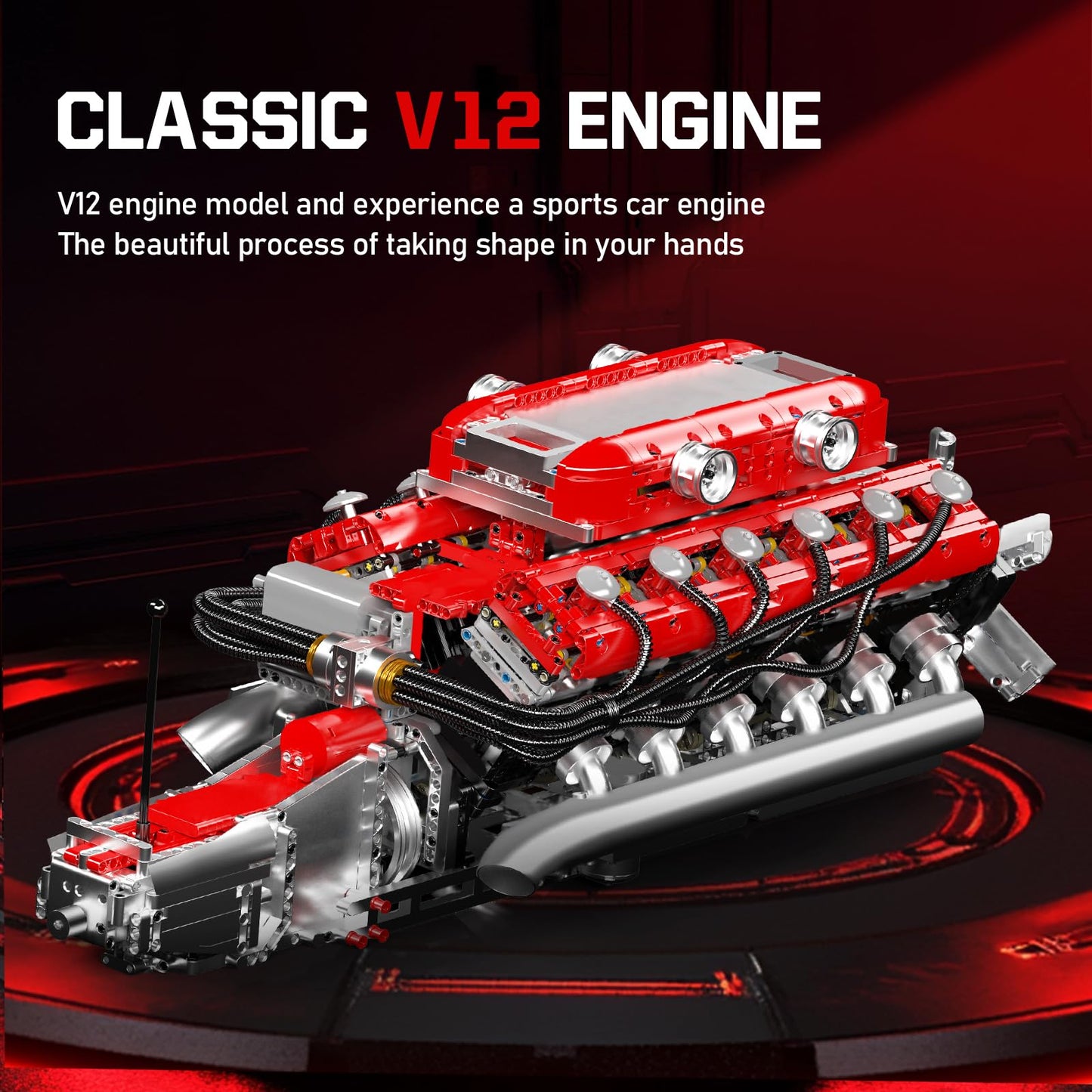 Mould King V12 Engine Model Kit That Runs, MOC Engineering Model Building Kit with Battery and Motor, 3472 PCS STEM Engineering Building Blocks