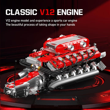 Mould King V12 Engine Model Kit That Runs, MOC Engineering Model Building Kit with Battery and Motor, 3472 PCS STEM Engineering Building Blocks