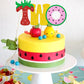 Fruit Two Cake Topper Glitter Gold Fruity Two Cake Decorations for Girls Boys Strawberry Watermelon Pineapple Summer Fruits Happy Birthday Decorations