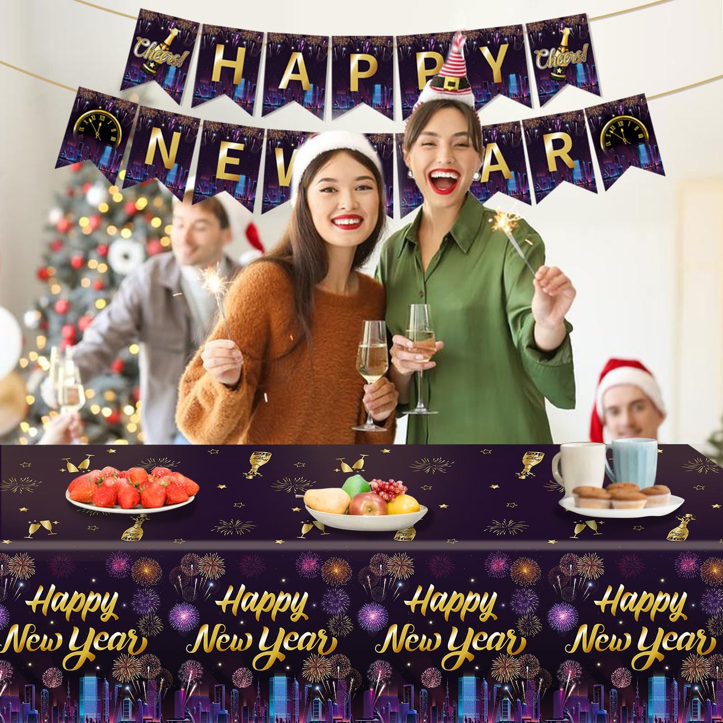 Yavxzvbw 3Pcs New Years Eve Party Supplies 2026 New Years Eve Tablecloth Happy New Year 2026 Tablecloth New Year Eve Decorations