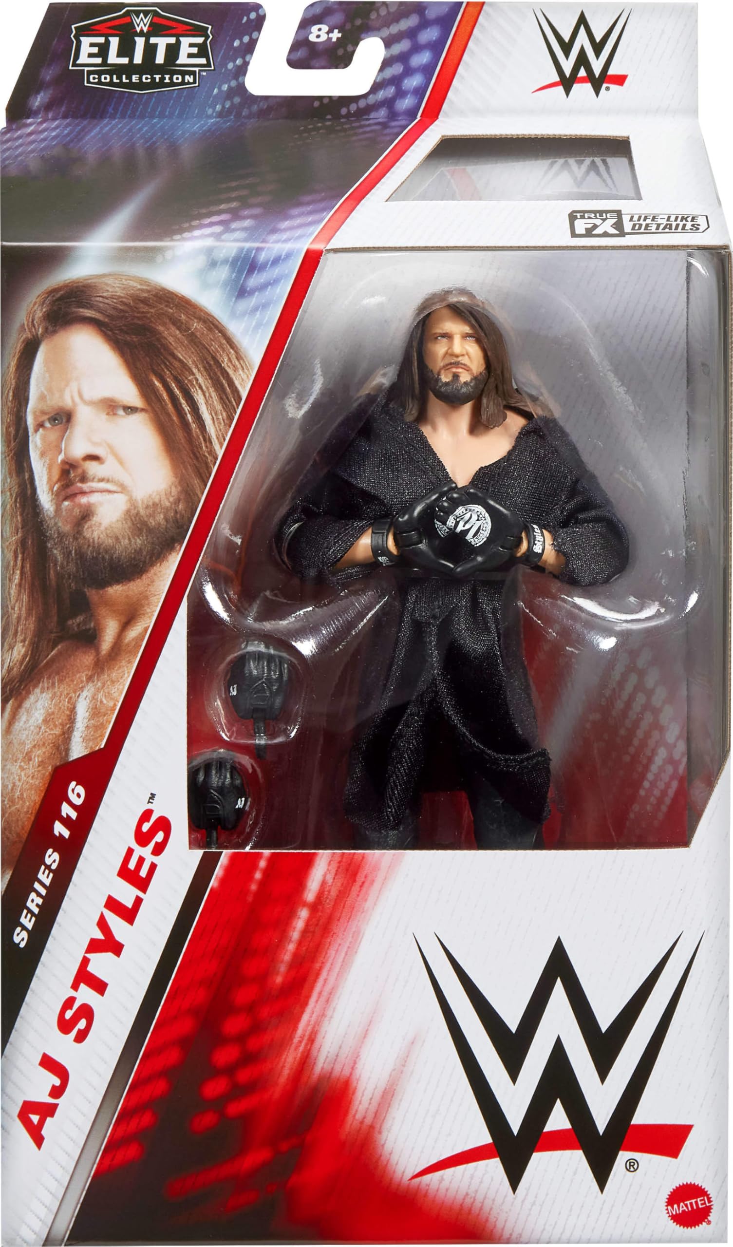 Mattel WWE Elite Action Figure & Accessories, Series #116 6-inch Collectible AJ Styles with 25 Articulation Points & Swappable Hands